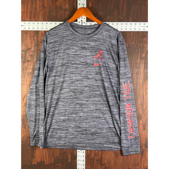 Nike Alabama Crimson Tide Long Sleeve Shirt Heather Gray Red Mens‎ Large NCAA - Picture 2 of 8